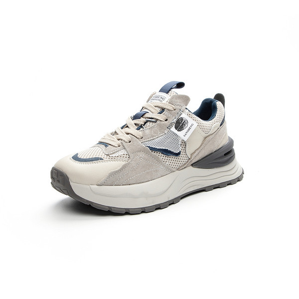 Női tornacipő eko bőrből és hálós anyagból szürke és bézs színben