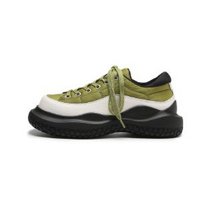 Moteriški apvalūs sportbačiai grubiu padu – juodos ir žalios spalvos