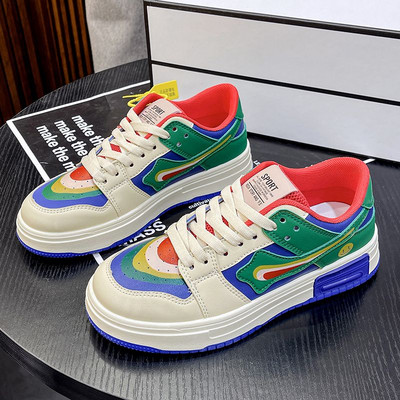 Színes női eko bőr tornacipő fűzővel és felirattal