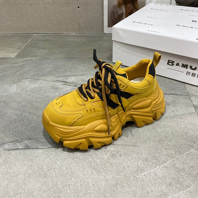 Tenisi dama din piele ecologica cu platforma si sireturi