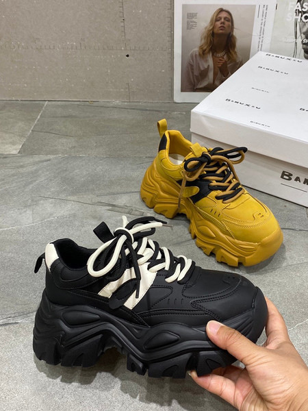 Tenisi dama din piele ecologica cu platforma si sireturi