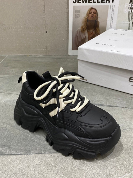 Tenisi dama din piele ecologica cu platforma si sireturi