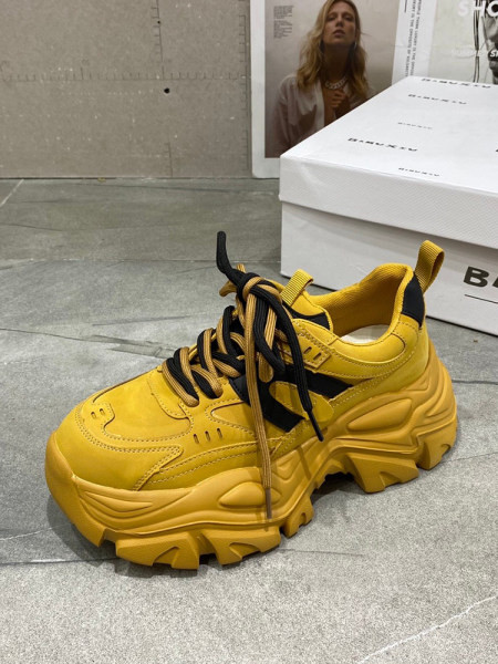 Tenisi dama din piele ecologica cu platforma si sireturi