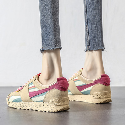 Moteriški eko zomšos sportiniai sportbačiai su raišteliais