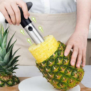 2 χρήσεις από ανοξείδωτο χάλυβα Αποφλοιωτής ανανά Κόφτης μαχαιριών φρούτων Μια σπειροειδής μηχανή κοπής ανανά Εύχρηστα εργαλεία κουζίνας