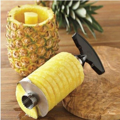 2 használatra Rozsdamentes acél ananászhámozó vágó Gyümölcskés szeletelő Spirál ananászvágó gép Könnyen használható konyhai eszközök
