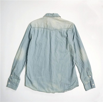 Ανδρικό τζιν πουκάμισο με μακριά μανίκια, slim εφαρμογή
