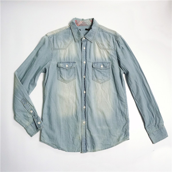 Vyriški džinsiniai marškinėliai ilgomis rankovėmis, ploni