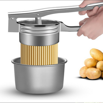 Ръчна машина за картофи от неръждаема стомана Изстисквачка за плънка за кнедли Мултифункционален кухненски инструмент Трошачка за картофи Обезводнител Сокоизтисквачка