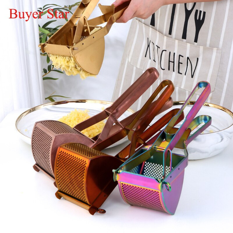 1 бр. Златна рижерка за картофи, ръчна изстисквачка за лимони, неръждаема стомана, плодове, портокал, сокоизстисквачка под налягане Инструмент, зеленчуци, преса, кухненски прибор