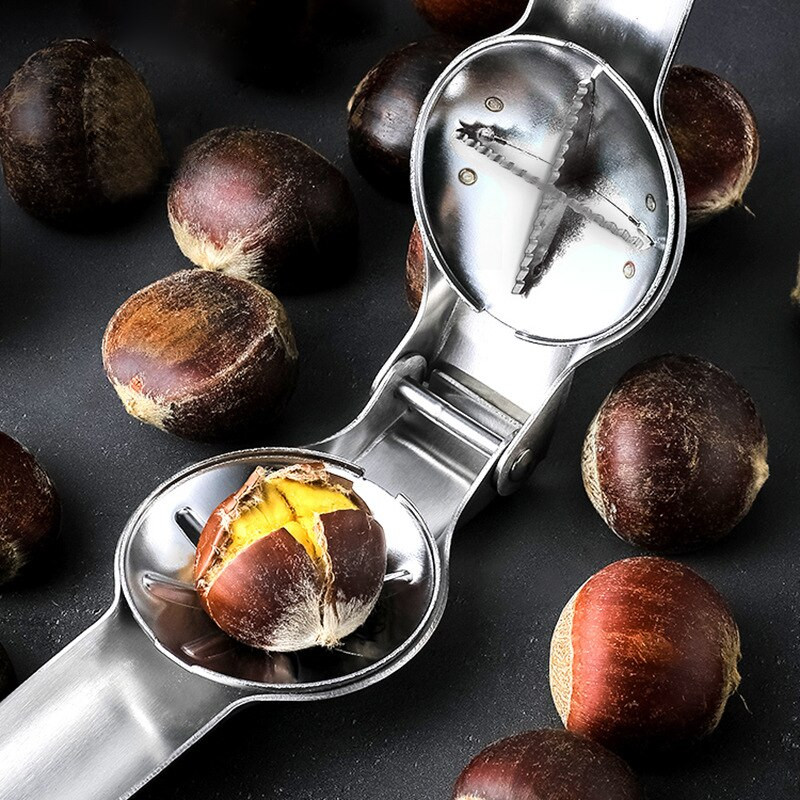 Преносими крекери за кестени Скоба за трошачка Скоба за белене на ядки Инструмент за отваряне на кестени Скоба за орехи от неръждаема стомана 304 Кухненски джаджи