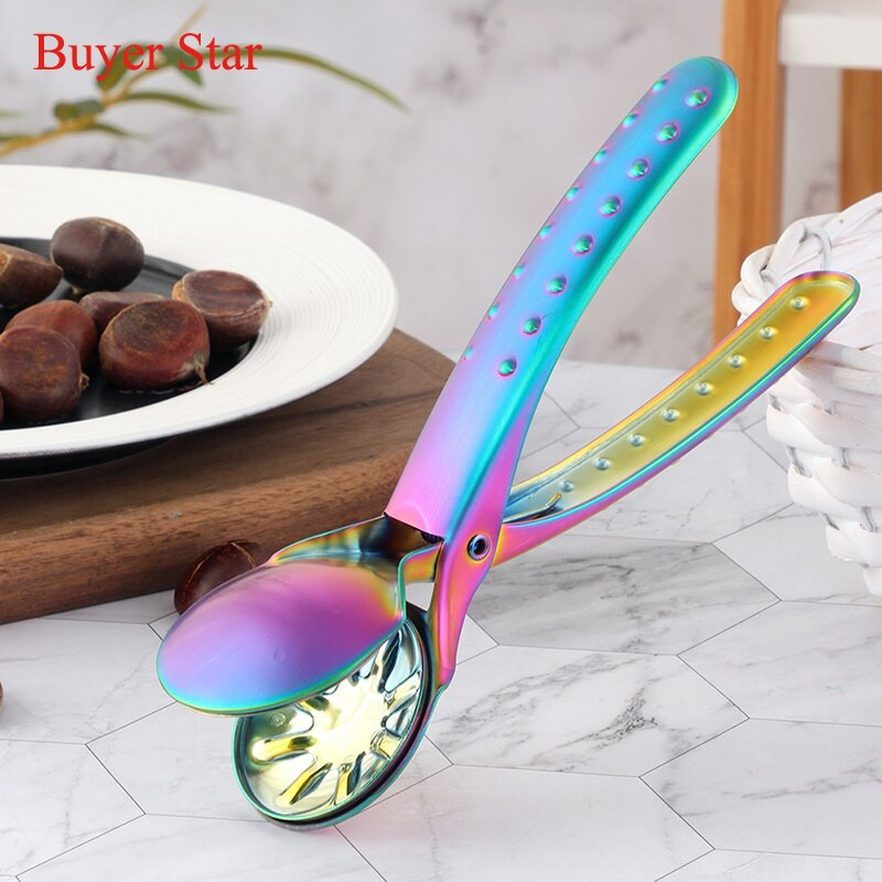 Бързо ръководство Щипка за кестени от неръждаема стомана Отварачка за златни ядки Метални клещи за орехи Лешникотрошачка Резачка за черупки Кухненски джаджи Инструменти