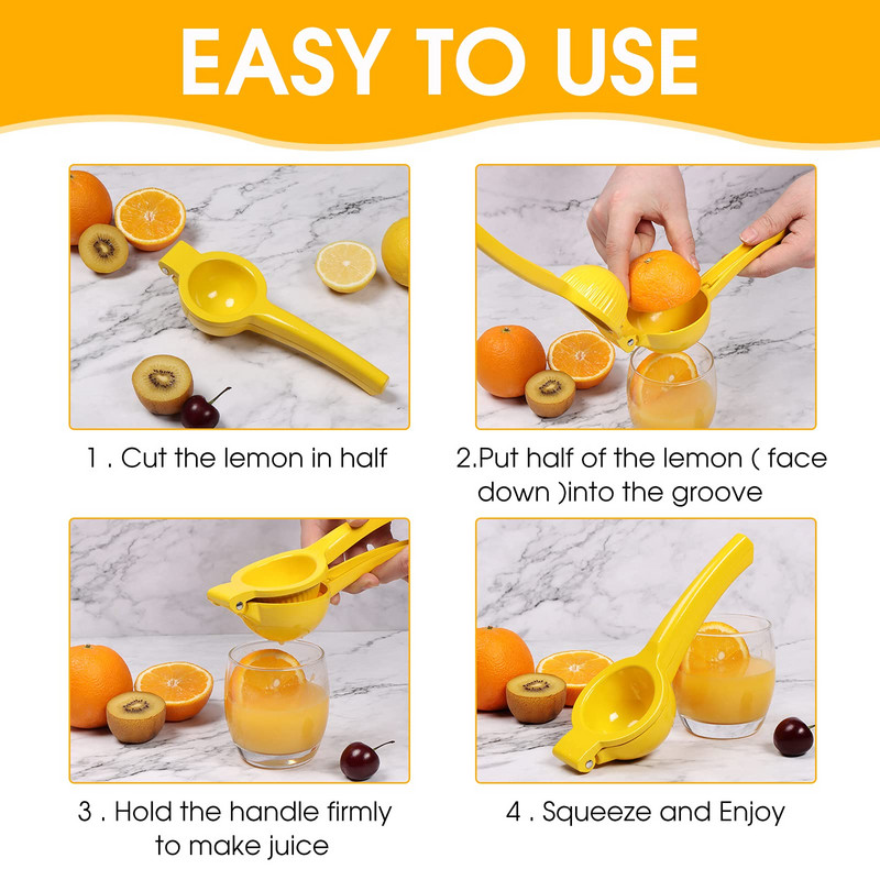 Ръчна сокоизстисквачка за цитруси, лимони, преса за сок от лайм, професионални кухненски инструменти за изстискване на най-пресния сок-жълт