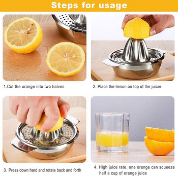 Сокоизстисквачка от неръждаема стомана за цитрусови плодове, лимон и портокал, ръчна сокоизстисквачка, ръчна преса, сокоизстисквачка за плодове, лимон и лайм, портокал с цедка за купа
