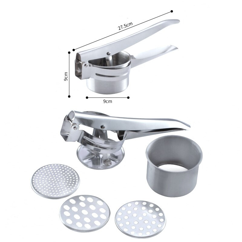Преса за картофи от неръждаема стомана Ръчна сокоизстисквачка Лимоноизстисквачка Инструмент за извличане на сок Чесън Артефакт Маша Кухненски аксесоари
