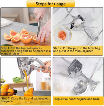 Ръчна сокоизстисквачка Алуминиева сплав Ръчна сокоизстисквачка за портокал Нар Лимон Кухня Инструмент за плодове