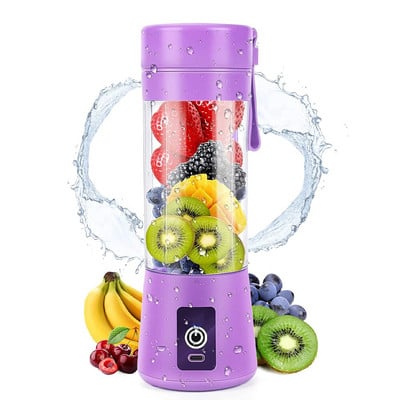 Blender portabil Storcător electric Reîncărcabil cu 6 lame Mini cupă de amestecare a fructelor Smoothie Maker pentru sport acasă, birou, călătorii