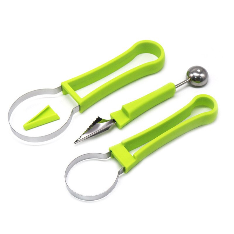 3 в 1 Melon Baller Резачка за диня Лопатка Нож за резба на плодове Плата с плодове Копач за плодове Разделител на пулпа Кухненски джаджи