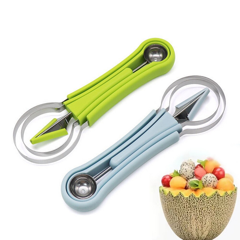 3 в 1 Melon Baller Резачка за диня Лопатка Нож за резба на плодове Плата с плодове Копач за плодове Разделител на пулпа Кухненски джаджи