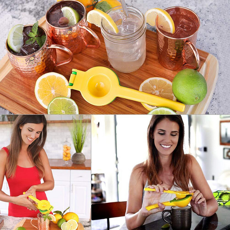 Ръчна сокоизстисквачка 2 в 1 Премиум качество Изстисквачка за лайм Домашна скоба Изстискване на сок Алуминиева сплав Двуцветна портокалова преса Инструмент за сок
