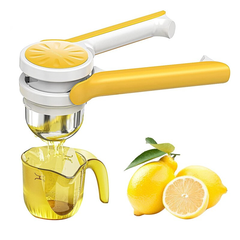 Изстисквачка за лимон и лайм, ръчна сокоизстисквачка за лимони, ръчна сокоизстисквачка за цитрусови плодове с лесно извличане, включително мерителна чаша