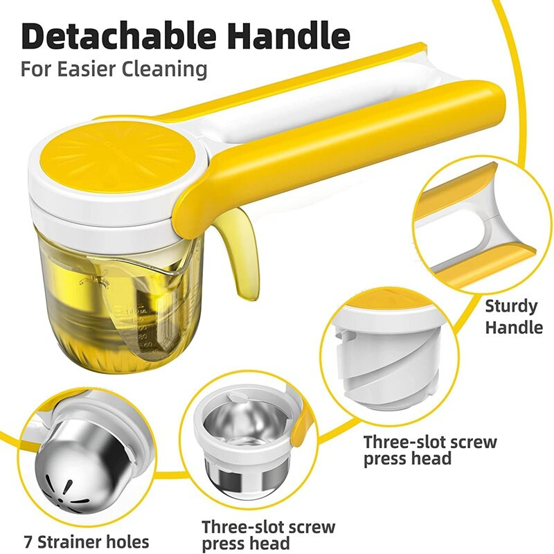 Изстисквачка за лимон и лайм, ръчна сокоизстисквачка за лимони, ръчна сокоизстисквачка за цитрусови плодове с лесно извличане, включително мерителна чаша