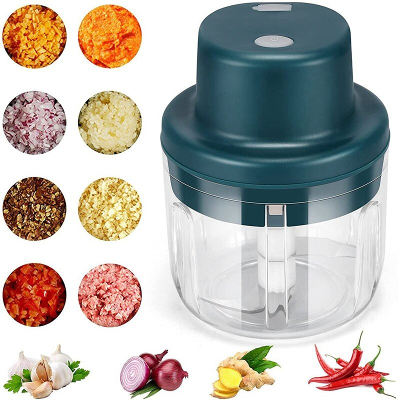 Електрически чопър за чесън, мини машина за нарязване на храна, преносима преса за мелница за чесън, безжичен кухненски робот 300 мл