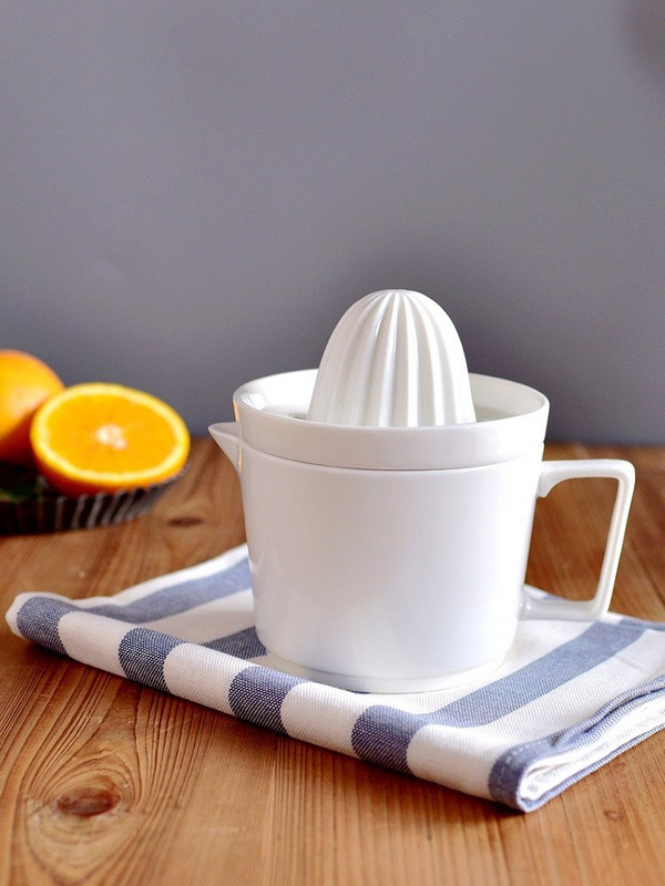 Керамична ръчна сокоизстисквачка две в едно чаша проста чисто бяла лесна за почистване ръчна сокоизстисквачка пресни плодове