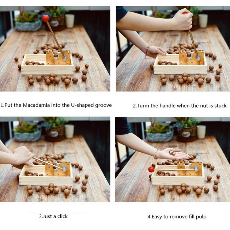 Лешникотрошачка Щипка за ядки Орехи Тежкотоварна отварачка за макадамия Машина за белене с дръжка за лешници и бадеми Отварачка за плодове