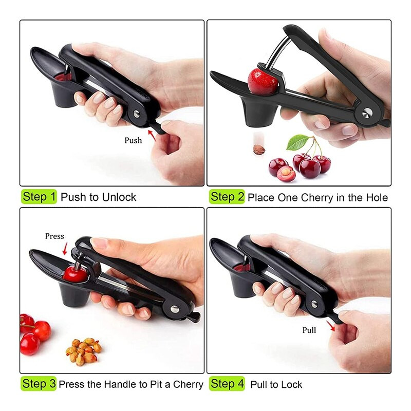 Инструмент за костилки от череши, инструмент за премахване на сърцевината от костилките на плодовете с дизайн за спестяване на място за приготвяне на пресни черешови ястия и коктейли