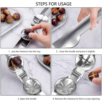 Ανοξείδωτο ατσάλι Quick Nuts Cracker Εργαλείο κουζίνας με κλιπ κάστανο Πένσα καρυδιάς Metal Shell Kutter Opener Nut Gadgets για οικιακή χρήση