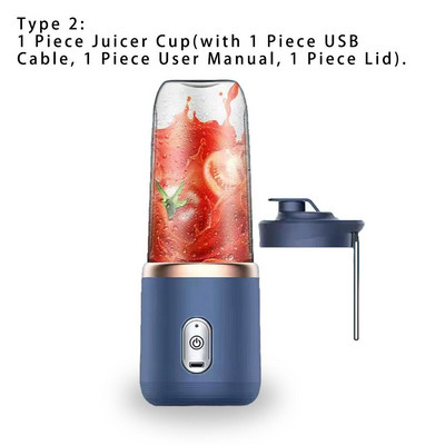 400 ml-es 6 szeletelős Juiccer Cup Gyümölcsfacsaró Turmixgép Jégdaráló Étellé Erős Keverő Készítő Konyhai Szabadtéri Utazáshoz