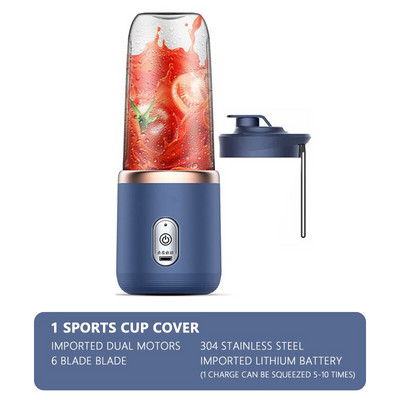 6 Blades Juicer Cup 500ML USB Smoothie Blender Cup Mini Charging Fruit Squeezer Food Mixer Ice Crusher Φορητοί ασύρματοι αποχυμωτές
