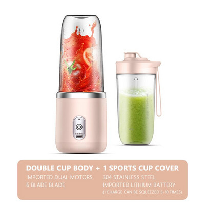 6 Blades Juicer Cup 500ML USB Smoothie Blender Cup Mini Charging Fruit Squeezer Food Mixer Ice Crusher Φορητοί ασύρματοι αποχυμωτές