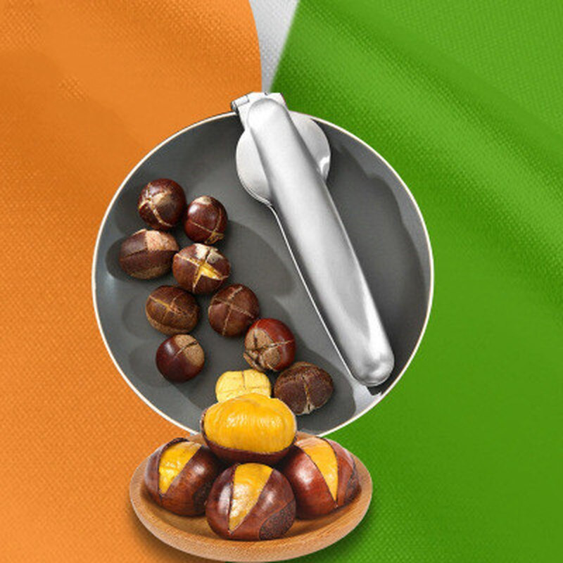 Неръждаема стомана 2 в 1 Бърза скоба за кестени Клещи за орехи Метална трошачка за ядки Машина за белене Кухненски инструменти Ножове