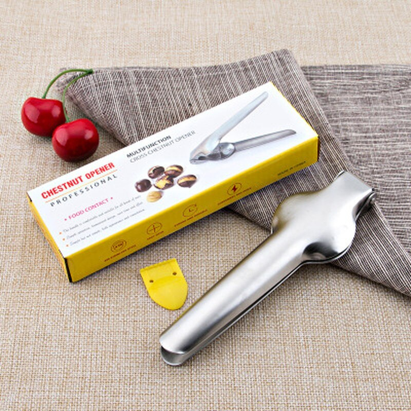 Неръждаема стомана 2 в 1 Бърза скоба за кестени Клещи за орехи Метална трошачка за ядки Машина за белене Кухненски инструменти Ножове