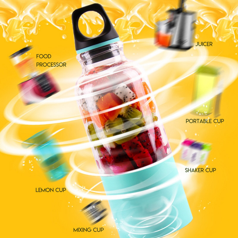 USB punjivi prijenosni sokovnik Blender 500 ml Stroj Električni sokovnik Šalica s ručkom za šejkove Ledeni smoothie Svježe voće