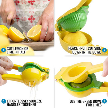 Μεταλλικός αποχυμωτής αποχυμωτής που συγκρατείται με διπλό μπολ Lemon lime Squeezer Εγχειρίδιο Αποχυμωτής πορτοκαλιού εσπεριδοειδών Squeeze Εργαλεία κουζίνας