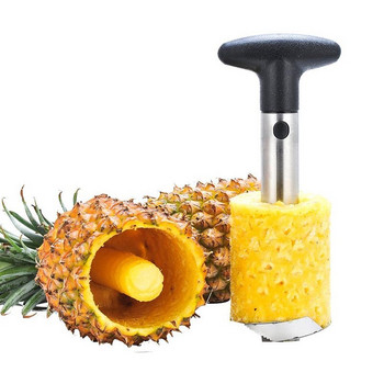 TEENRA 1Pcs Резачка за ананас от неръждаема стомана Нож за белачка за плодове Резачка за сърцевина за ананас Спирала Резачка за зеленчуци Кухненски инструменти