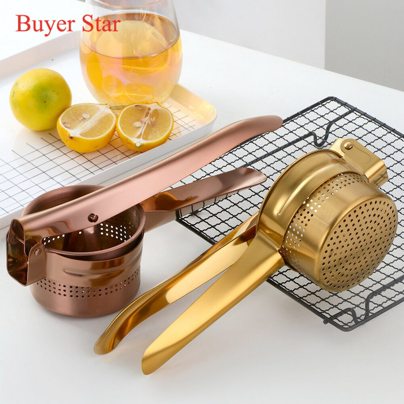 1 бр. Златна метална лимоноизстисквачка от неръждаема стомана Портокалова сокоизстисквачка Плодов сок Разширители Преса с бърза дръжка Многофункционални кухненски инструменти
