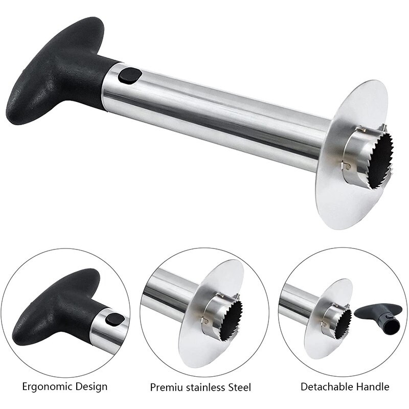 Кухненски инструмент за нарязване на сърцевина за ананас Резачка за ананас от неръждаема стомана Белачка Парер Инструменти за отстраняване на сърцевината с подвижна дръжка