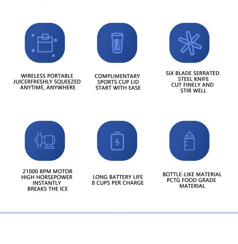 Електрическа сокоизстисквачка Мини преносим блендер 6 остриета Миксери за плодове Плодоизстисквачки Многофункционална машина за сокоизстискване Лесна за почистване
