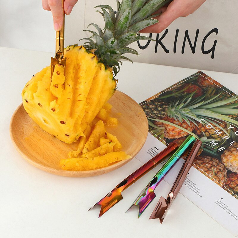1 бр. Цветна белачка за ананас Домакински кухненски прибори Нож за ананас от неръждаема стомана Инструмент за плодове и зеленчуци Лопата за ананас