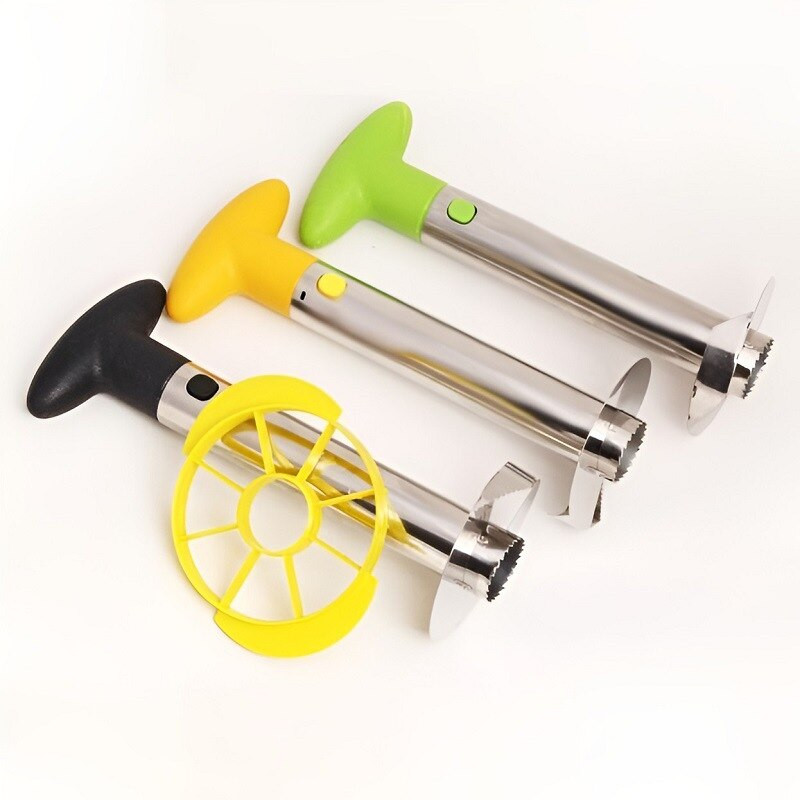 Белачка за ананас от неръждаема стомана, нож за нарязване на плодове, белачка за ананас, белачка за плодове, с неплъзгаща се подвижна дръжка Кухненски аксесоар