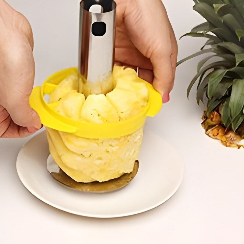 Белачка за ананас от неръждаема стомана, нож за нарязване на плодове, белачка за ананас, белачка за плодове, с неплъзгаща се подвижна дръжка Кухненски аксесоар