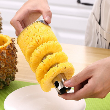 Резачка за ананас от неръждаема стомана Белачка Мултифункционална белачка за плодови сърцевини Плодове и зеленчуци Кухненски спирален нож за ананас