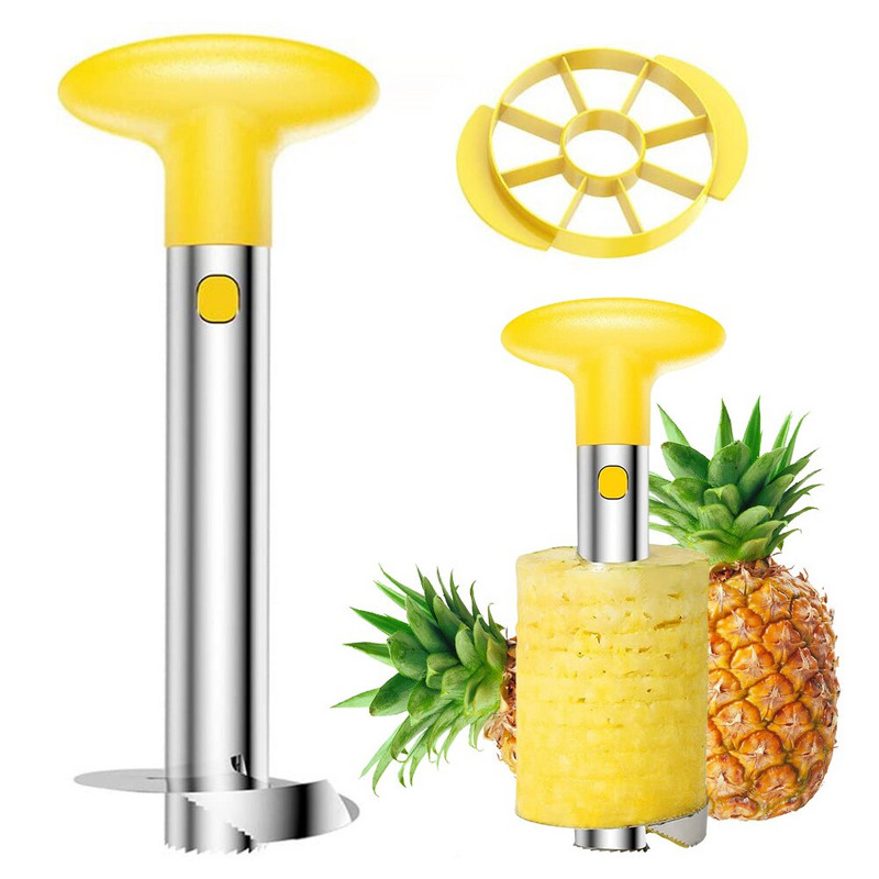 1 set Gulilica za ananas od nehrđajućeg čelika Alat za rezanje alata za rezanje voća Rezač za jezgre Dodaci Kuhinjski alati jednostavni za korištenje