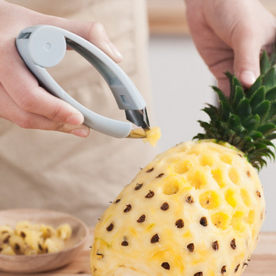 2 bucăți de curățat ananas din oțel cu căpșuni, din oțel inoxidabil pentru fructe și legume, clemă practică pentru îndepărtarea semințelor, instrument pentru fructe, gadget de bucătărie