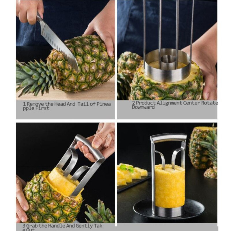 Stroj za ljuštenje ananasa od nehrđajućeg čelika Corer Fruit Slicer Parer Cutter High Qualtiy Kitchen Gadget Alat za rezanje voća 1 kom