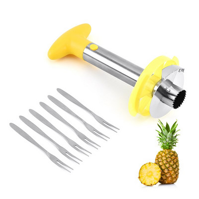 Dispozitiv de curățat ananas din oțel inoxidabil Dispozitiv de tăiat pentru tăiat Unelte de tăiat Furculiță pentru fructe Accesorii pentru bucătărie